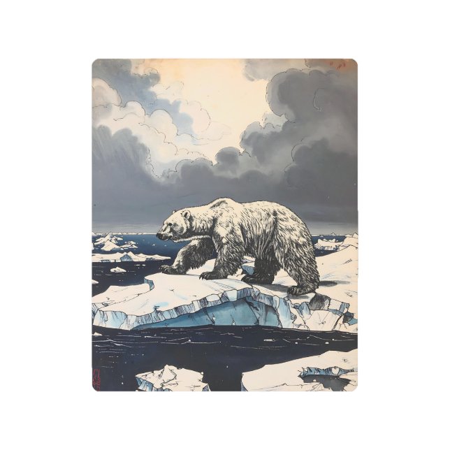 Impresión En Metal Dramatic Polar Bear Metal Print (Anverso)