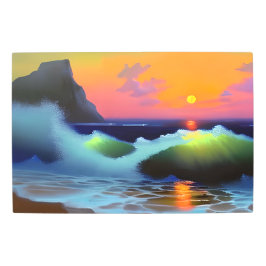 Impresión En Metal Dramáticas olas oceánicas y puesta de sol