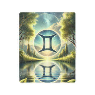 Impresión En Metal "Dualidad celeste: la reflexión de Gemini"