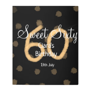 Impresión En Metal Dulce Sesenta añadir nombre fecha cumpleaños polka