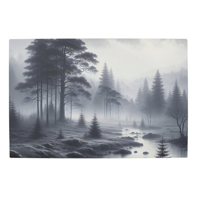 Impresión En Metal Ecos silenciosos: el bosque de majestad monocromo (Anverso)