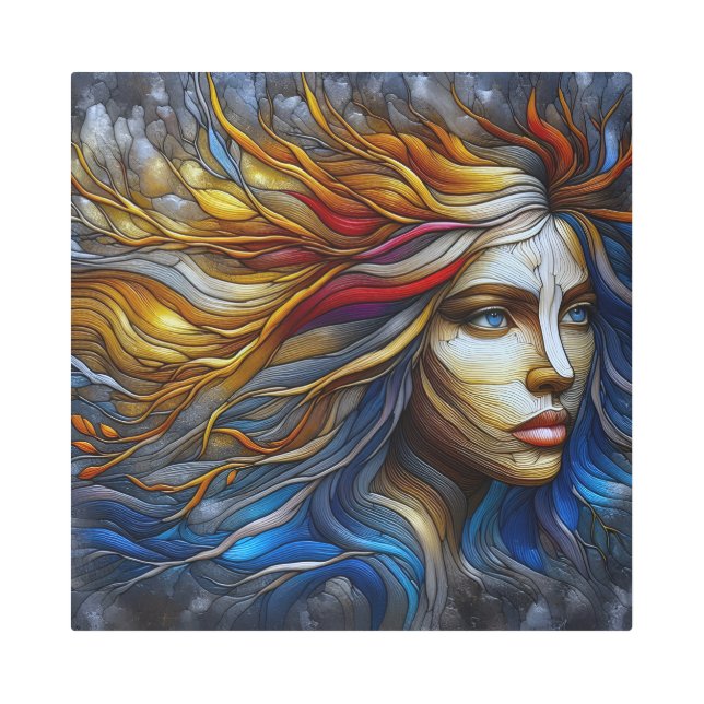 Impresión En Metal El abrazo de la naturaleza - Era IA (Anverso)