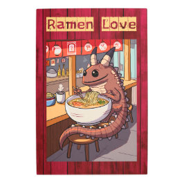 Impresión En Metal El bebé Kaiju come Ramen en la barra de fideos