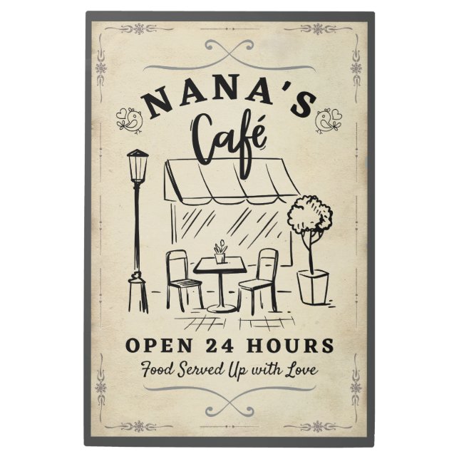 Impresión En Metal El café de Nana inspiró Rótulo Metalizado (Anverso)