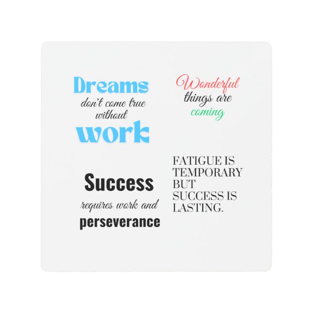 Impresión En Metal El éxito requiere trabajo y perseverancia (Anverso)