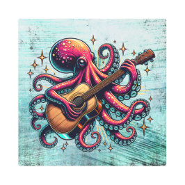 Impresión En Metal El extraño Octopus Personalizado tocando la guitar