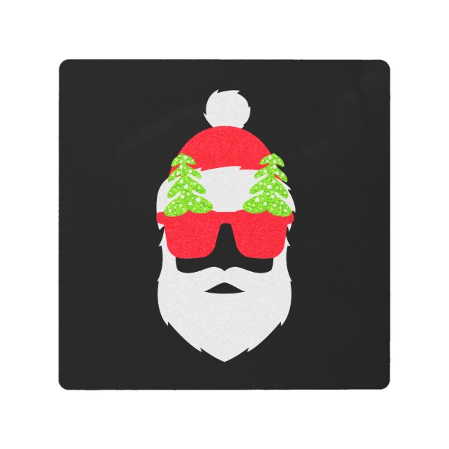 Impresión En Metal El gracioso Papá Noel con Navidades gafas de sol (Anverso)