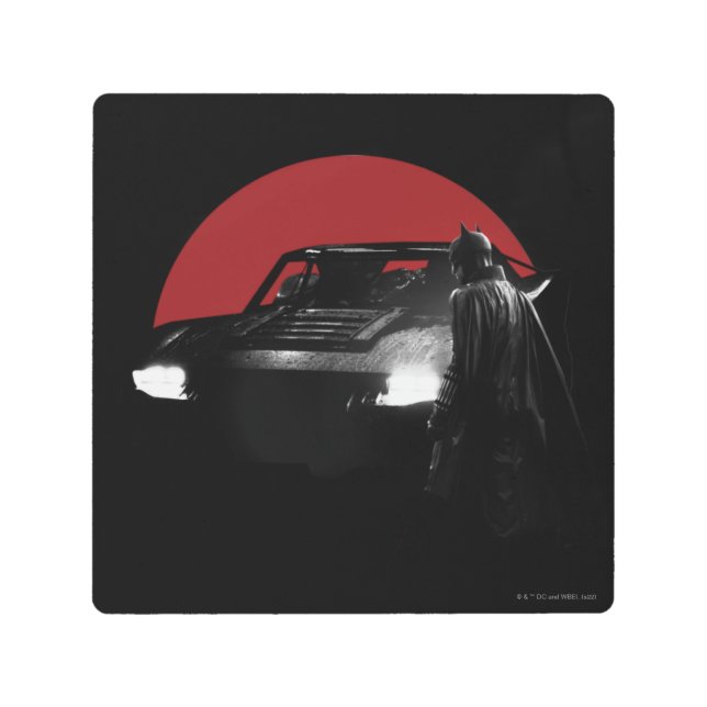 Impresión En Metal El gráfico Batman y Batmobile (Anverso)