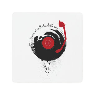 Impresión En Metal El Hogar De Registros De Vinilo Es Donde Se Giran