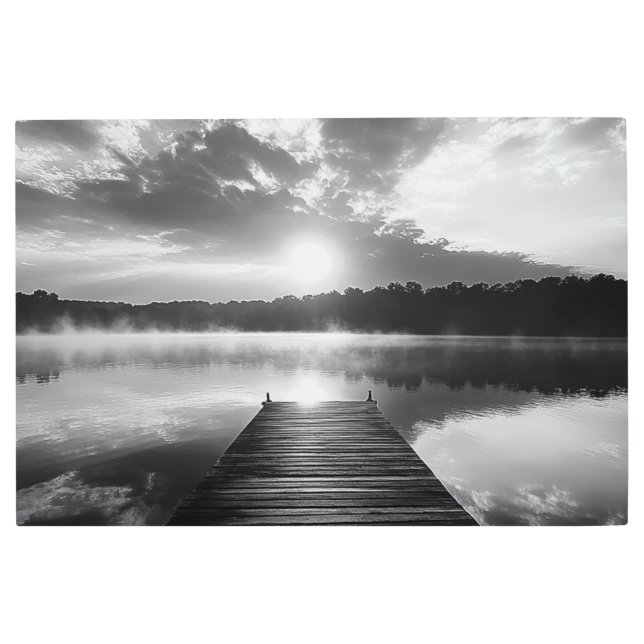 Impresión En Metal El lago blanco y negro de la fotografía de Ozarks (Anverso)