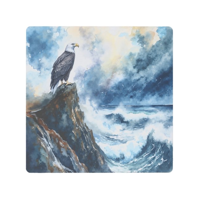 Impresión En Metal El majestuoso águila baldosa con vistas al océano (Anverso)