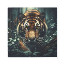 Impresión En Metal El majestuoso tigre en la jungla nublada: Retrato 