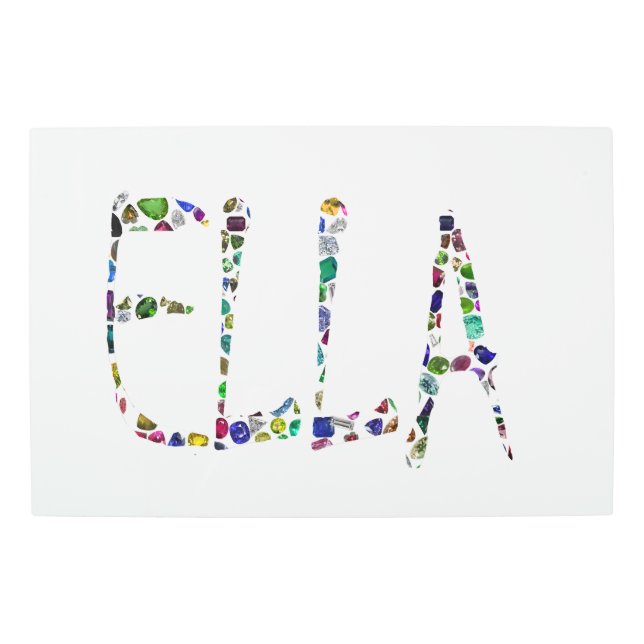 Impresión En Metal El nombre ELLA hecho con piedras angulares (Anverso)