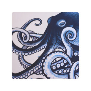 Impresión En Metal El Octopus Blue Modern Style Japonés