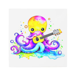 Impresión En Metal El pulpo Personalizado y la guitarra
