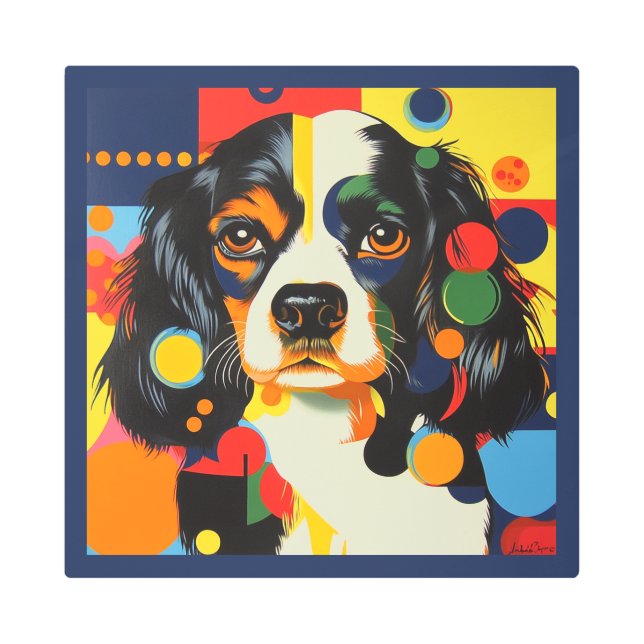 Impresión En Metal El sofisticado Cavalier King Charles Art (Anverso)