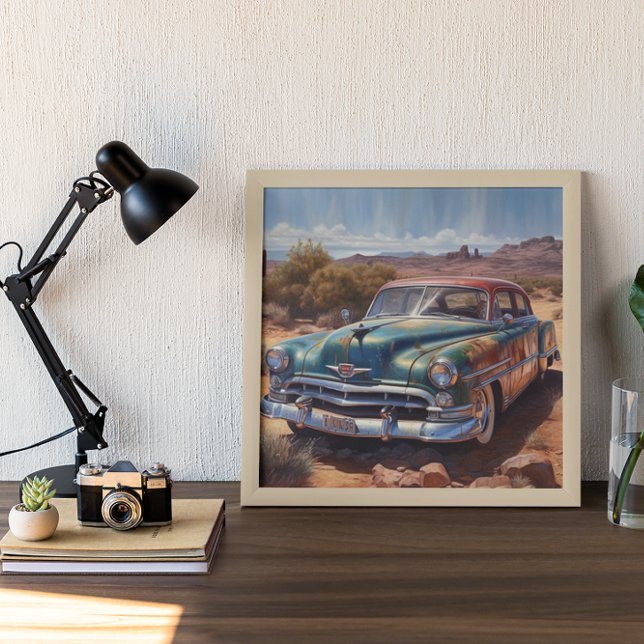 Impresión En Metal El viejo auto azul desierto en el desierto también (Subido por el creador)