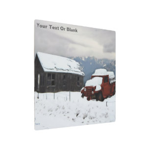 Impresión En Metal El viejo Camión Rojo