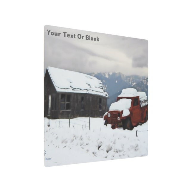 Impresión En Metal El viejo Camión Rojo (Angulado)