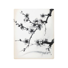 Impresión En Metal Elegant Cherry Blossom Branch Metal Wall Art