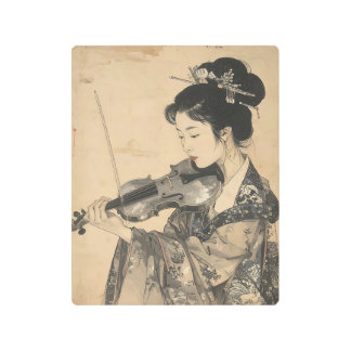 Impresión En Metal Elegant Violinist Metal Print