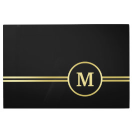 Impresión En Metal Elegante oro Monograma personalizado sobre negro