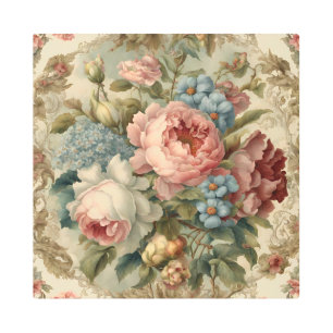 Impresión En Metal Elegantes Rosas victorianos, flores de jardín