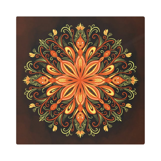 Impresión En Metal Elemento de fuego Flame Mandala (Anverso)