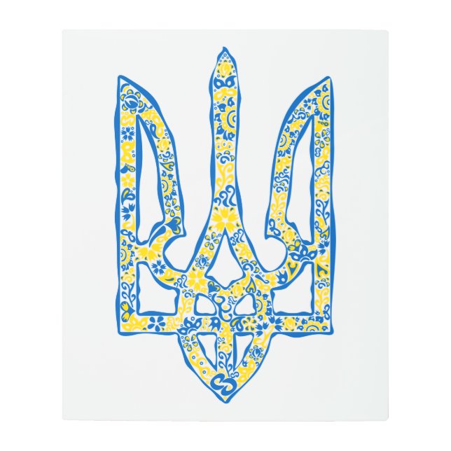 Impresión En Metal Emblema nacional ucraniano trident tryzub (Anverso)