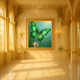 Impresión En Metal Emerald Birdwing Butterfly Art -Gold Emerald Print