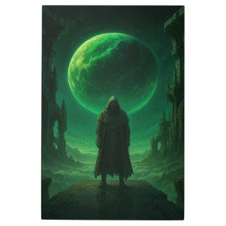 Impresión En Metal Emerald Guardian — Dark Cosmic Fantasy Art