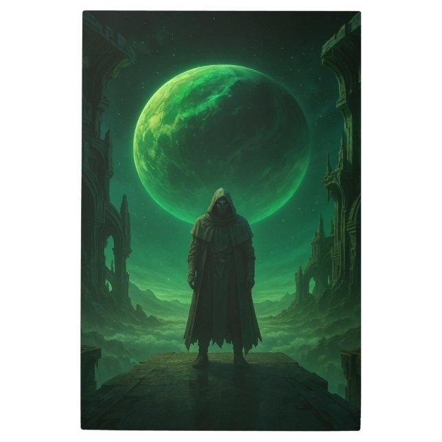 Impresión En Metal Emerald Guardian — Dark Cosmic Fantasy Art (Anverso)