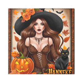 Impresión En Metal Encantador Halloween Woman Wall Art - Otoño
