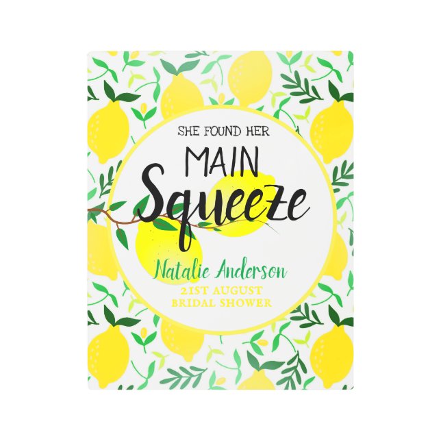 Impresión En Metal Encontró Su Principal Squeeze Lemons Bridal Shower (Anverso)