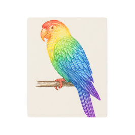 Impresión En Metal Engraved Rainbow Parrot Metal Print