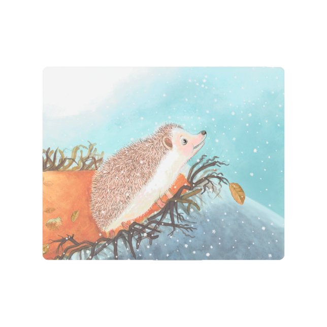 Impresión En Metal Erizo y primeros copos de nieve (Anverso)