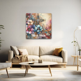 Impresión En Metal Es Una Cruz Floral De Acuarela De Risen