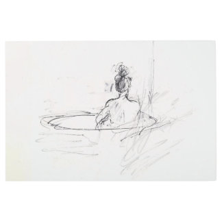 Impresión En Metal Esbozo para mujer en bañera -