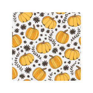 Impresión En Metal Esbozos de calabaza: patrón sin costuras dibujado