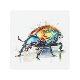 Impresión En Metal Escarabajo irlandés en acuarela