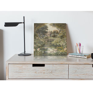 Impresión En Metal Escena botánica de cisnes en un jardín inglés