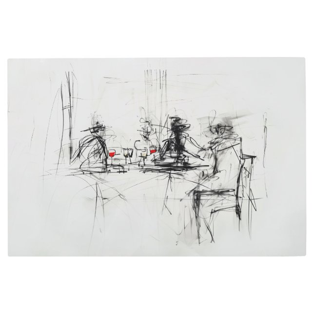 Impresión En Metal Escena De Vino Resumen - (Anverso)