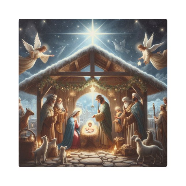 Impresión En Metal Escena tradicional de la natividad (Anverso)