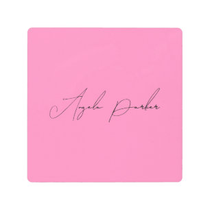 Impresión En Metal Escritura a mano Nombre profesional simple rosa si