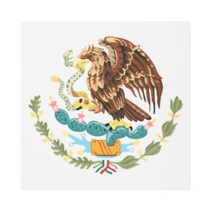 Impresión En Metal Escudo de armas de la bandera de México Metalizado