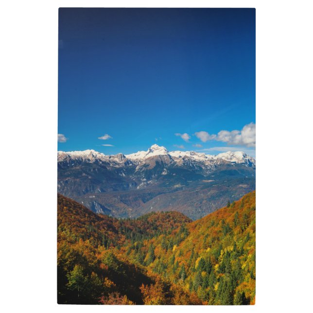 Impresión En Metal Espectacular paisaje otoñal con vistas a la montañ (Anverso)