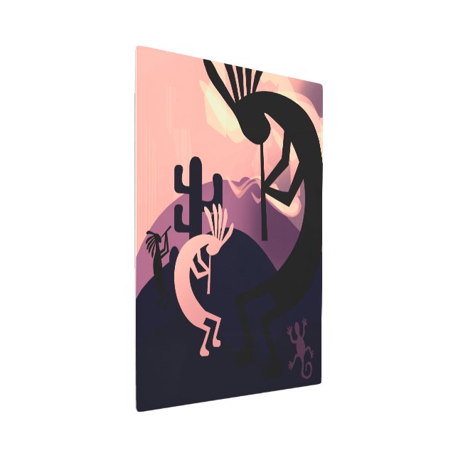 Impresión En Metal Espíritu del paisaje del desierto de Kokopelli Ear (3/4)