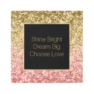 Impresión En Metal Espuma Purpurina rosa dorado 