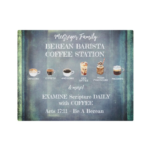 Impresión En Metal Estación de café personalizada de escritura rusa (Anverso)