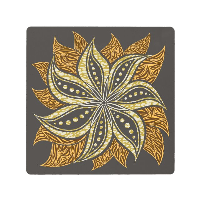 Impresión En Metal Estilo de Batik Floral Resumen Africano (Anverso)